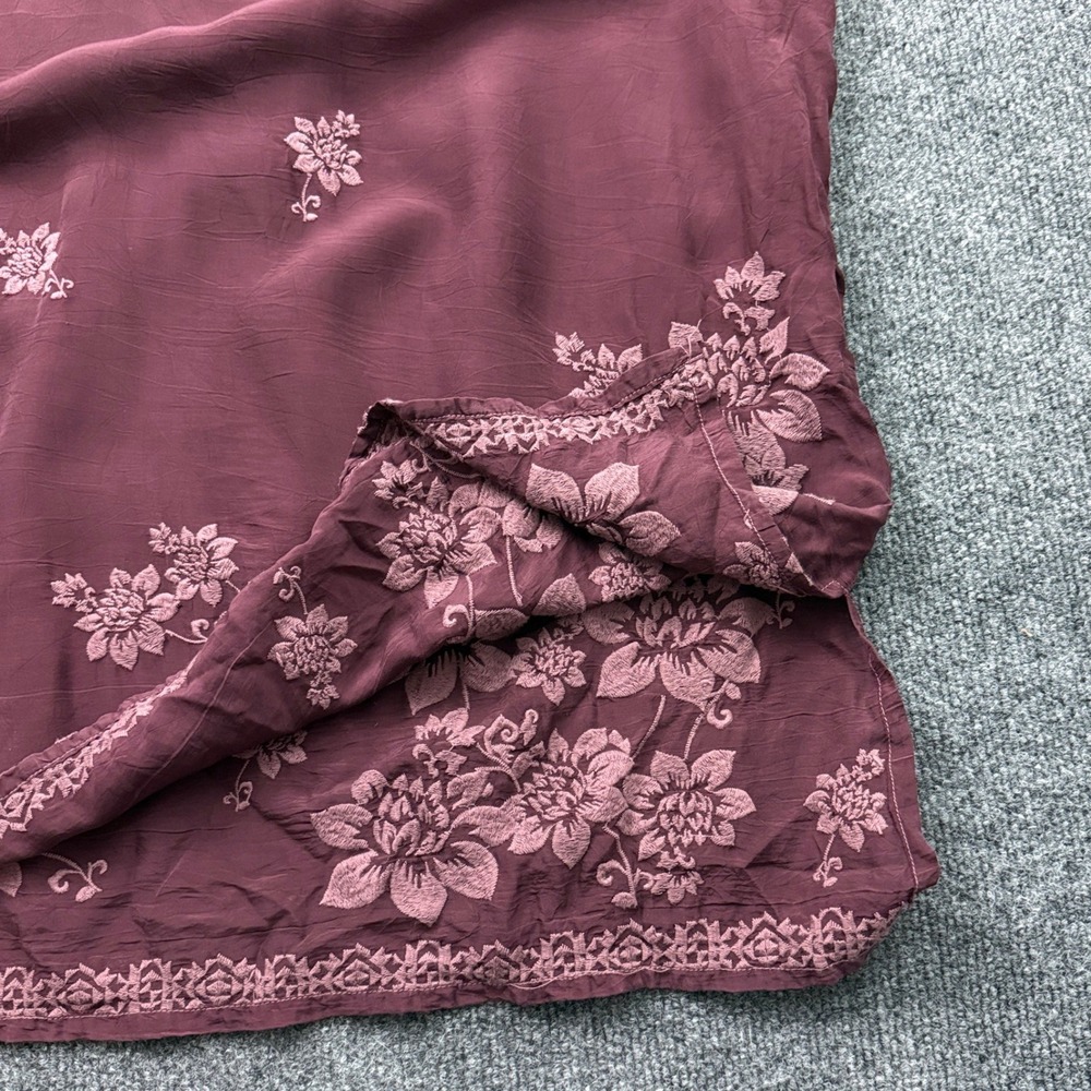 Johnny Was Tunic Top Sz XXL Burgundy Floral Embroidered Lace Boho Indie Peasant - Picture 6 of 16